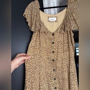 Anthropologie cheetah leopard maxi dress